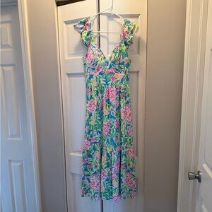 LILLY PULITZER BAYLEIGH MIDI DRESS SIZE 6 MULTI GROVE GARDEN EXCELLENT